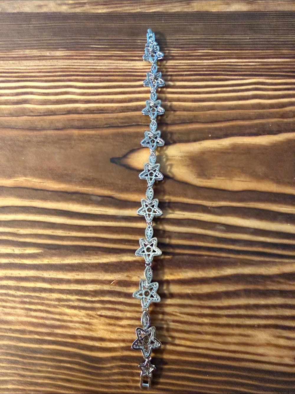 Silver Starflower Bracelet with Yellow Gem Centers Stainless Steel